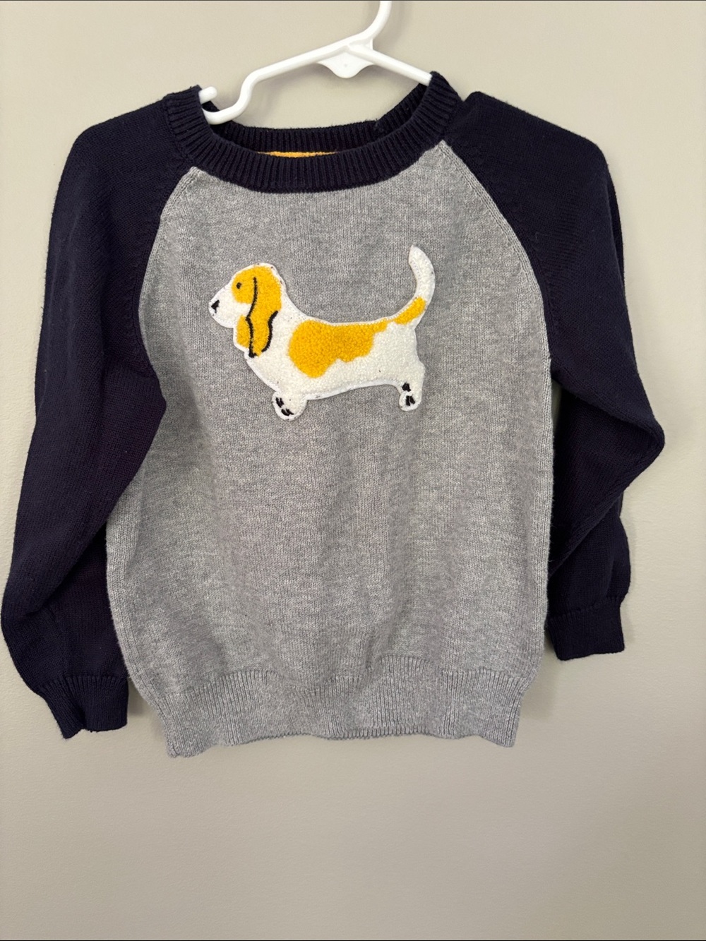 Janie and Jack Gray Sweater with Navy Trim and Yellow Accent